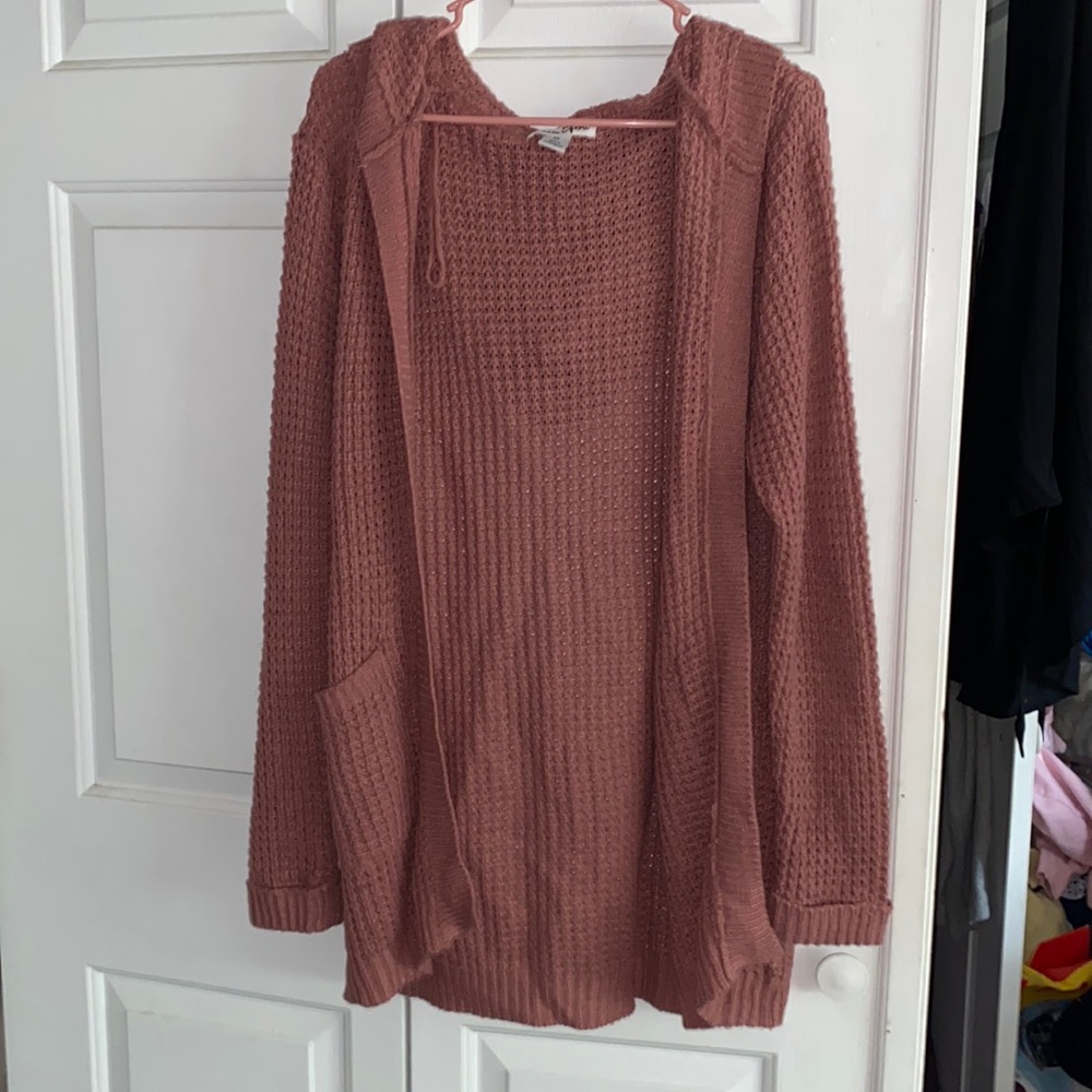 Rosy pink knit cardigan